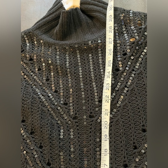 BCBG MaxaRia Womens Marino Wool Blend Sequined Black Tunic Sweater Knit Sz XS - Picture 10 of 13